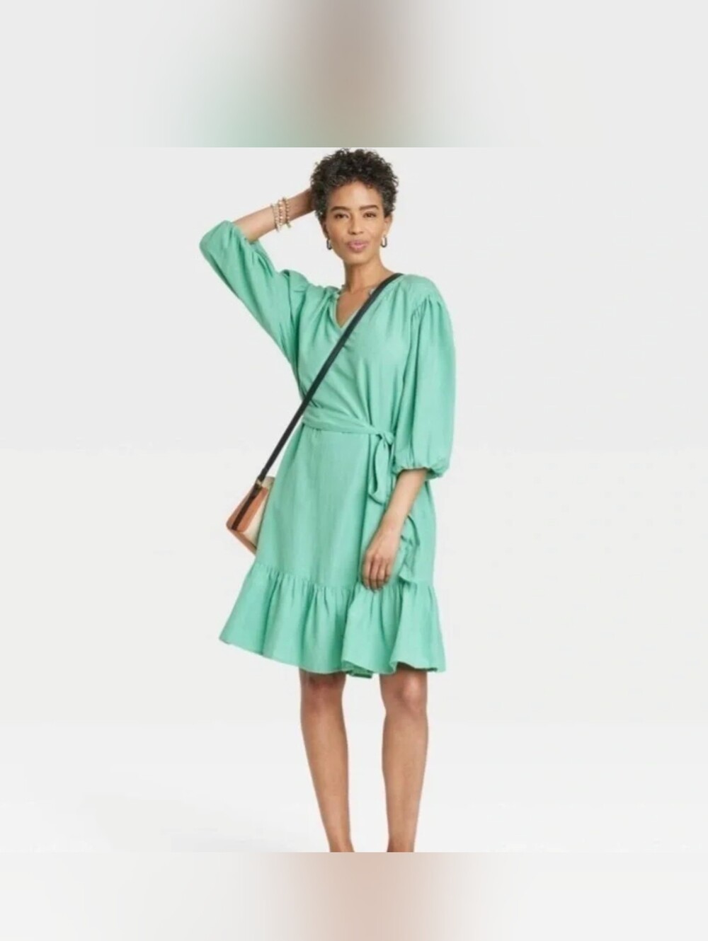 Knox Rose Mint Green Balloon Sleeve Dress - Picture 2 of 9